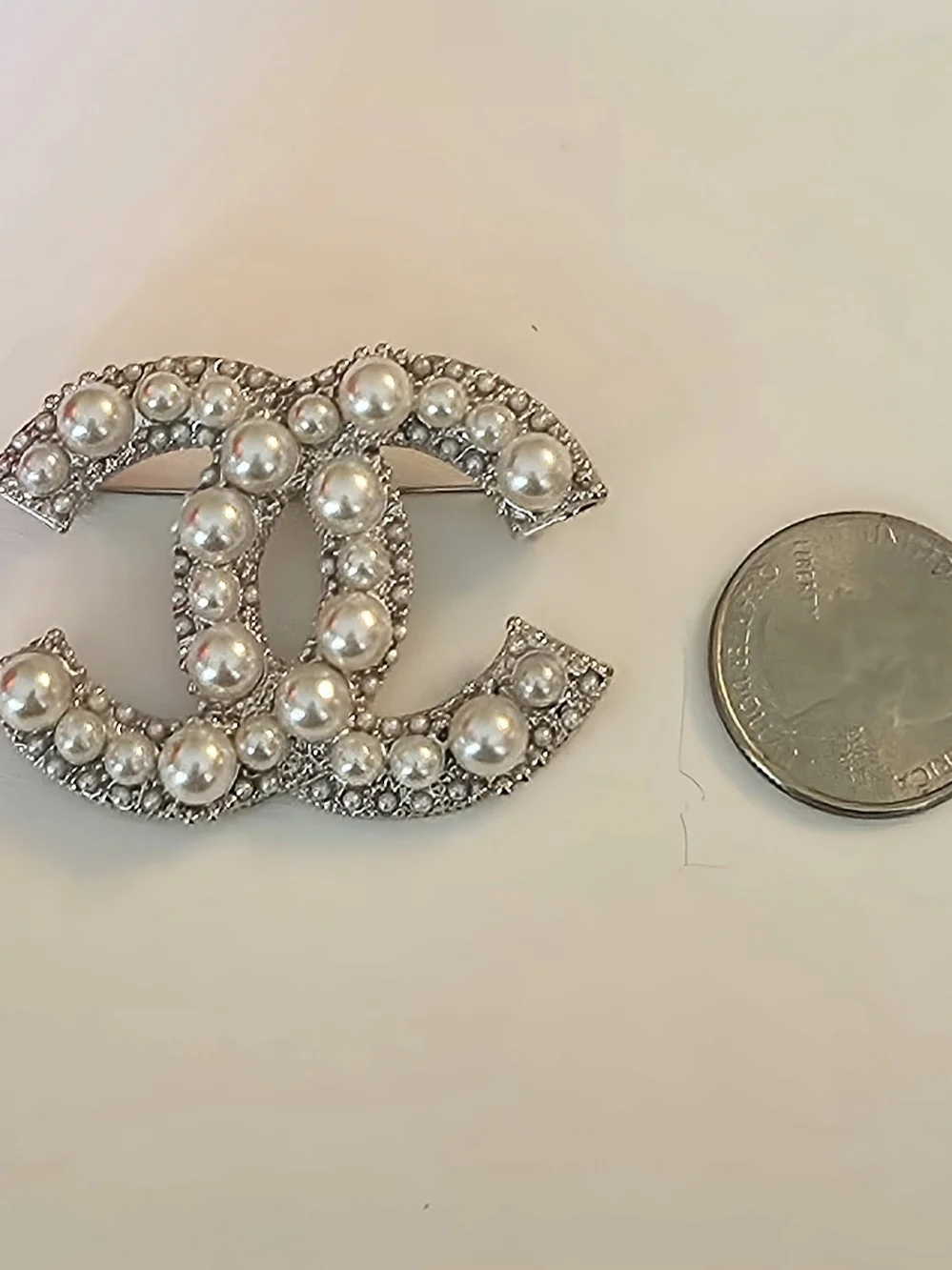 Authentic CHANEL Pearl & Crystal CC Brooch | Oversized Interlocking CC